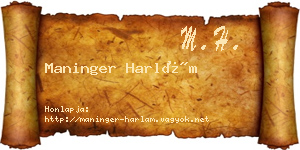 Maninger Harlám névjegykártya